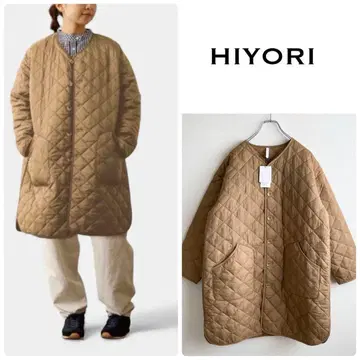 택 포함 새상품 HIYORI 히요리 퀼팅 코트 베이지