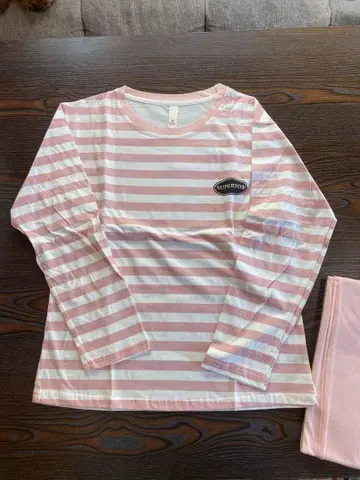 SUPERIOR 핑크 스트라이프 긴팔 룸웨어 M