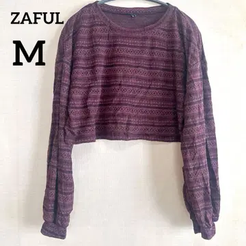 ZAFUL 버건디 스트라이프 크롭 니트 M