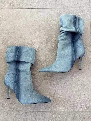 새상품 미사용 ZARA 데님 롤 탑 부티 L 사이즈