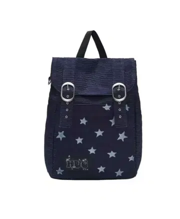 Hug 별 패턴 네이비 코듀로이 백팩