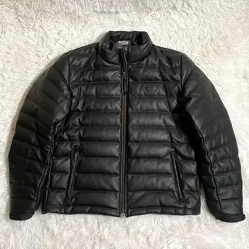 빅 사이즈 카도야 가죽 다운 자켓 엘보우 패치