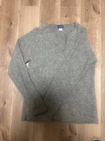 BEAMS 100% 울 그레이 V넥 스웨터 L