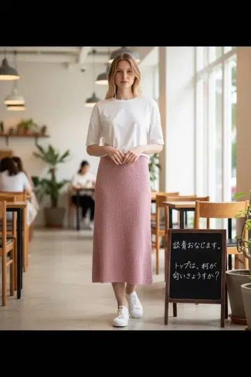 핑크 실크 니트 롱 스커트