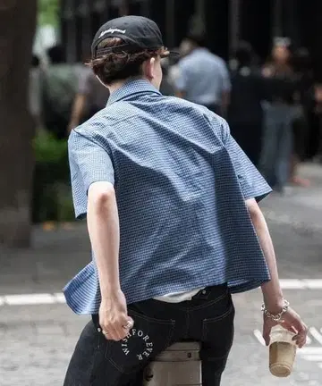 [ zozotown 품절 상품 ] 크롭 체크 셔츠 박스 실루엣