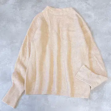 UNITED ARROWS 아제 보틀넥 니트 울 루즈핏 베이지