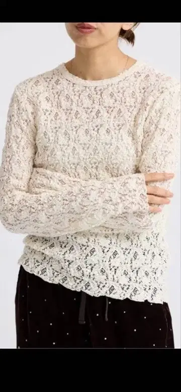 IENA Flower 스트레치 레이스 풀오버 내추럴