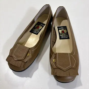 [ 새상품급 ] MIHAMA 미하라 플랫슈즈 프린지 23 브라운