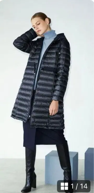 띠어리 럭스 리버서블 롱 다운 후드 네이비 38