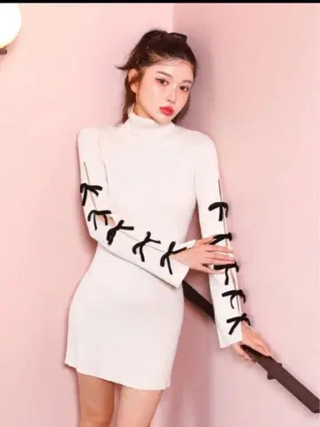 다리치 미니 리브 니트 원피스