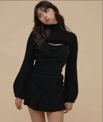 andmary Twiggy 트위드 미니 드레스 블랙