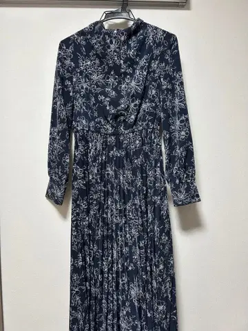 네이비 플라워 프린트 롱 드레스 M