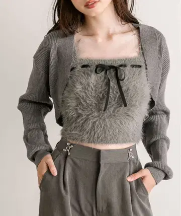 OLIVE des OLIVE 리본 뷔스티에 볼레로 가디건 세트