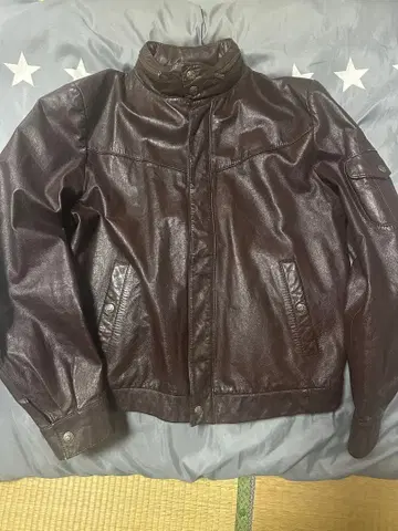 CHESS KING 다크 브라운 가죽 라이더 자켓 42