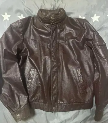 CHESS KING 다크 브라운 가죽 라이더 자켓 42