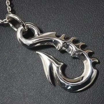 실버 925 하와주 목걸이 드래곤 타입 낚시 바늘 대 페어 탑