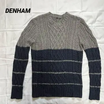DENHAM 덴함 케이블 니트 스웨터 바이컬러 (그레이 네이비)