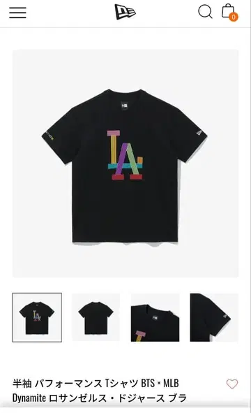 미사용 새상품 NEW ERA 뉴에라 BTS MLB 콜라보T셔츠 블랙