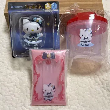 산리오 Happy 복권 키티 피규어 캐니스터 멀티 케이스 3종