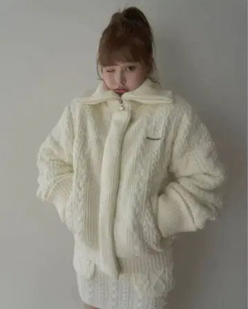 andmary Mary 퀼팅 니트 재킷