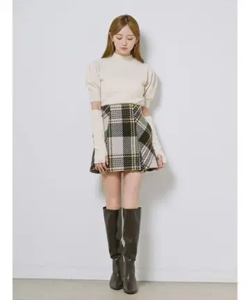 snidel 로빙 체크 미니 스커트