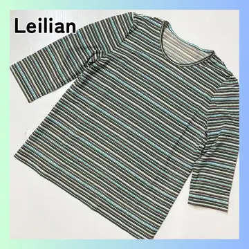 새상품 레리안 Leilian 스트라이프 오부 소매 티셔츠 스트라이프
