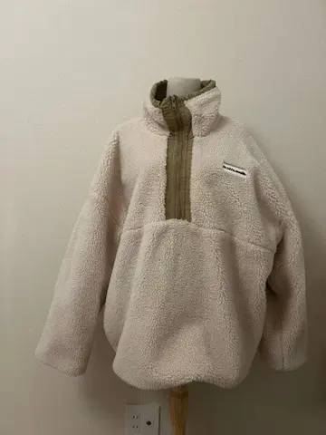 플리스 하프 지퍼 자켓 (크림 카키)