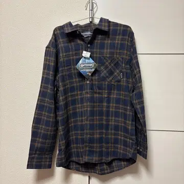 OUTDOOR 네이비 체크 긴팔 플란넬 셔츠