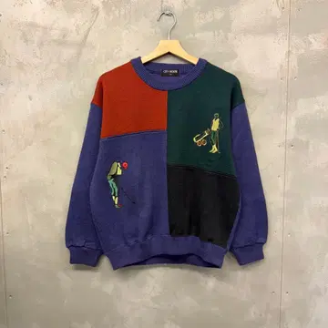 90s CITY HOUSE 아크릴 니트 스웨터 쇼와 레트로 골프