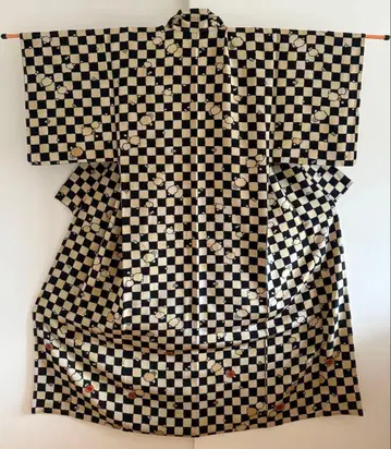 시마가메 호몬기 코몬 츠케사게 이치마츠 문양 미사용 블랙X아이보리