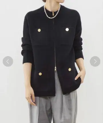 martinique/파인 메리노 편직 집업 가디건