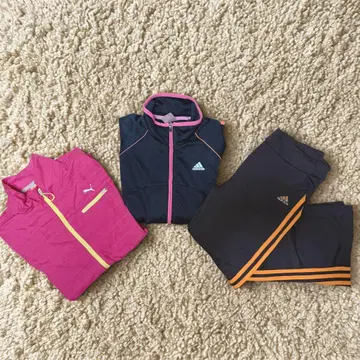 여성용 L 스포츠 웨어 3종 세트 adidas PUMA 저리 상하의