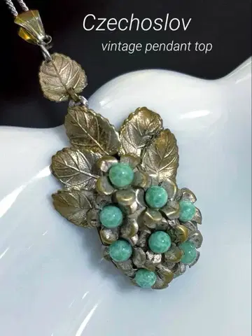 Czechoslov 빈티지 펜던트 베이킹 유리 각인