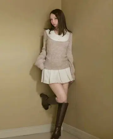 andmary 데미 레이어드 미니 드레스