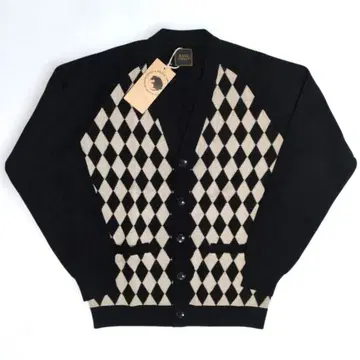 RATS 다이아 무늬 가디건 M 일본제 BLACK 미사용 택 포함