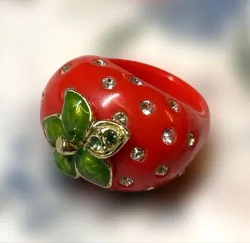 딸기 크리스탈 스와로 반지 ANNA SUI 안나수이 각인 있음