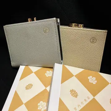 황궁 지갑 접이식 지갑 골드 실버 소가죽 가마구치 2개 세트 궁내청