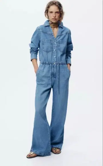 ZARA 데님 점프수트 올인원