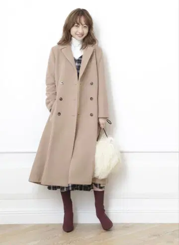Mystrada 백 플레어 롱 코트 카멜 베이지 36