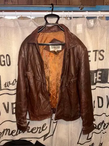 SANGDO 브라운 가죽 자켓: 가격 인하 가능