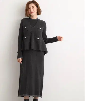 한 장으로 완성되는 페플럼 베스트 x 니트 원피스 grove 부클레