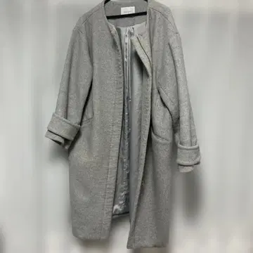 그레이 노카라 울 혼방 코트