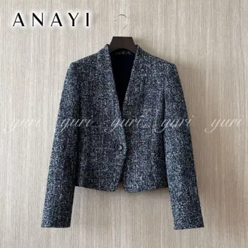 [ 978 ] 아나이 울 노카라 자켓 화이트 블랙 38