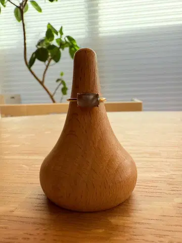 K10 YG 그레이 문스톤 다이아몬드 반지 TSUTSUMI 새상품급