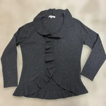 HANAE MORI 차콜 그레이 캐시미어 프릴 가디건 M