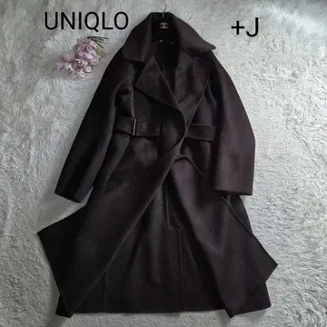 컨디션 최상 UNIQLO+J 캐시미어 벨티드 롱 코트 L 다크 브라운