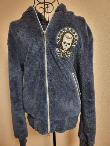 스컬 플리스 자켓 네이비