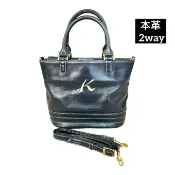 Kitamura 천연 가죽 2way 숄더백 핸드백 네이비