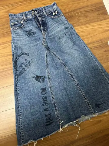 로데오 크라운 데님 롱 스커트