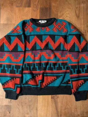 양아치 스웨터 총무늬 니트 스웨터 터콰이즈